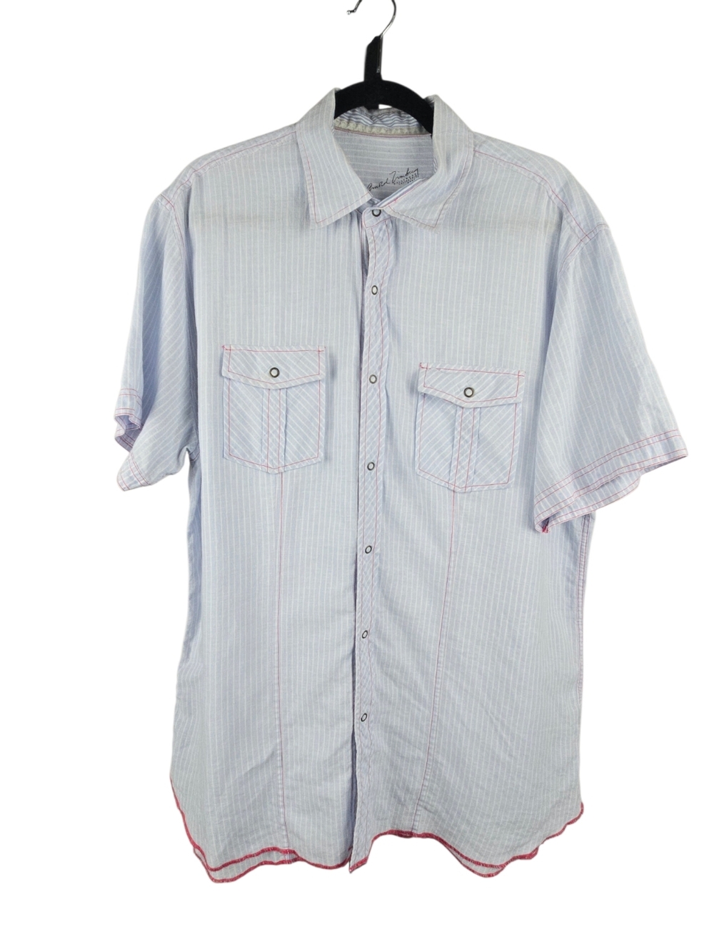 Arnold Zimberg Lightweight Linen Cotton Shirt Blue Stripe Size Large